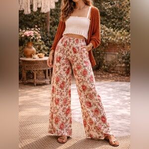 Steve Madden Floral Print Wide-Leg Pants